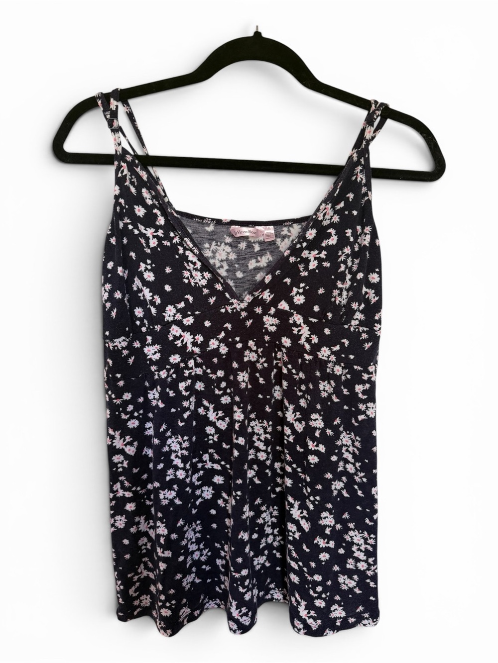 la Vie en Rose Navy Floral Sleep Cami Pajama Tank XXL